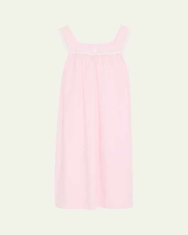 Emilia 1 Lace-Trim Striped Cotton Nightgown